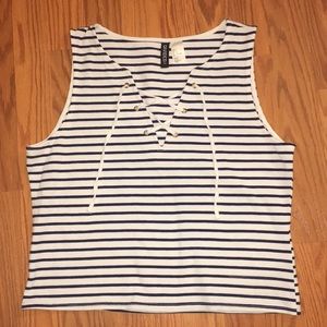 Navy Blue and White Striped H&M Tank Top